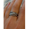 Open Leaf Design 925 Sterling Silver Diamond Ring Size 8
