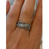 Open Leaf Design 925 Sterling Silver Diamond Ring Size 8
