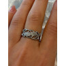 Open Leaf Design 925 Sterling Silver Diamond Ring Size 8