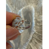 Open Leaf Design 925 Sterling Silver Diamond Ring Size 8