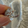 Open Leaf Design 925 Sterling Silver Diamond Ring Size 8