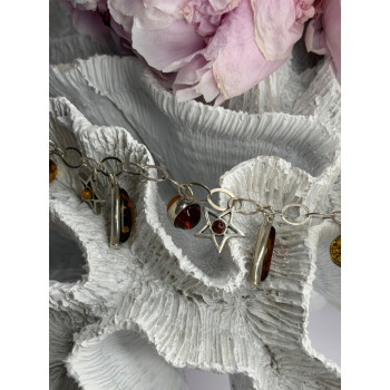 Starry Sky 925 Sterling Silver Amber Bracelet Length 7.5