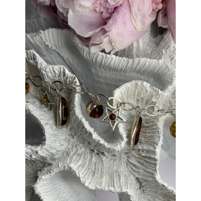 Starry Sky 925 Sterling Silver Amber Bracelet Length 7.5