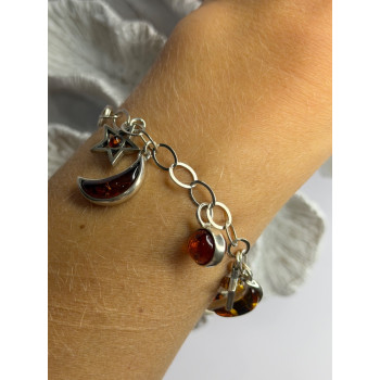 Starry Sky 925 Sterling Silver Amber Bracelet Length 7.5
