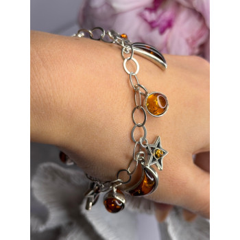 Starry Sky 925 Sterling Silver Amber Bracelet Length 7.5