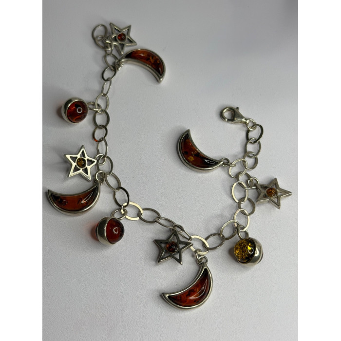 Starry Sky 925 Sterling Silver Amber Bracelet Length 7.5