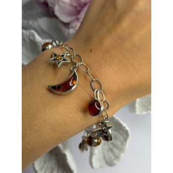 Starry Sky 925 Sterling Silver Amber Bracelet Length 7.5