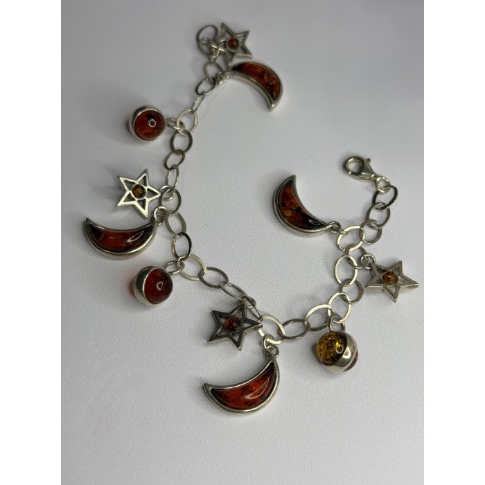 Starry Sky 925 Sterling Silver Amber Bracelet Length 7.5