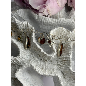 Starry Sky 925 Sterling Silver Amber Bracelet Length 7.5