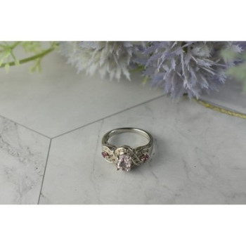 925 Sterling Silver Morganite, Rubellite and Quartz Ring Size 5.5