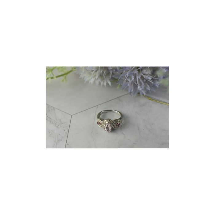 925 Sterling Silver Morganite, Rubellite and Quartz Ring Size 5.5