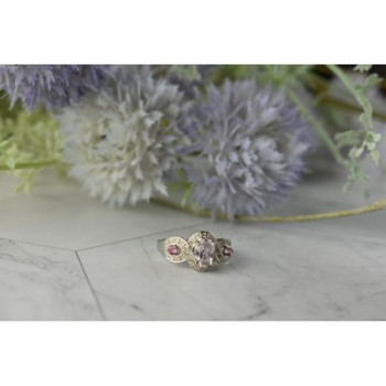 925 Sterling Silver Morganite, Rubellite and Quartz Ring Size 5.5