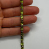 925 Sterling Silver Gold Plated Peridot & Diamonds Bracelet 7.5 in