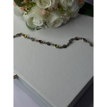 925 Sterling Silver Amethyst Citrine Garnet Peridot Topaz Bracelet Length 7.5 In