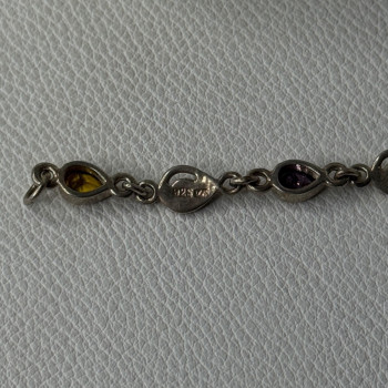 925 Sterling Silver Amethyst Citrine Garnet Peridot Topaz Bracelet Length 7.5 In