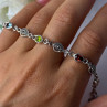 925 Sterling Silver Amethyst Citrine Garnet Peridot Topaz Bracelet Length 7.5 In