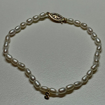 18K YELLOW GOLD BRACELET FRESHWATER PEARLS SIZE 7.5