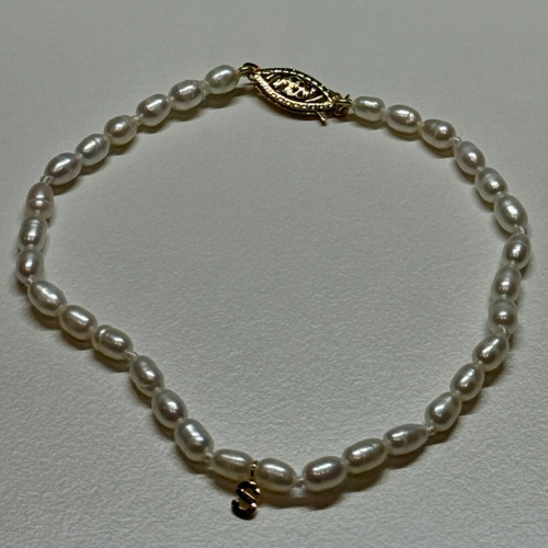 18K YELLOW GOLD BRACELET FRESHWATER PEARLS SIZE 7.5