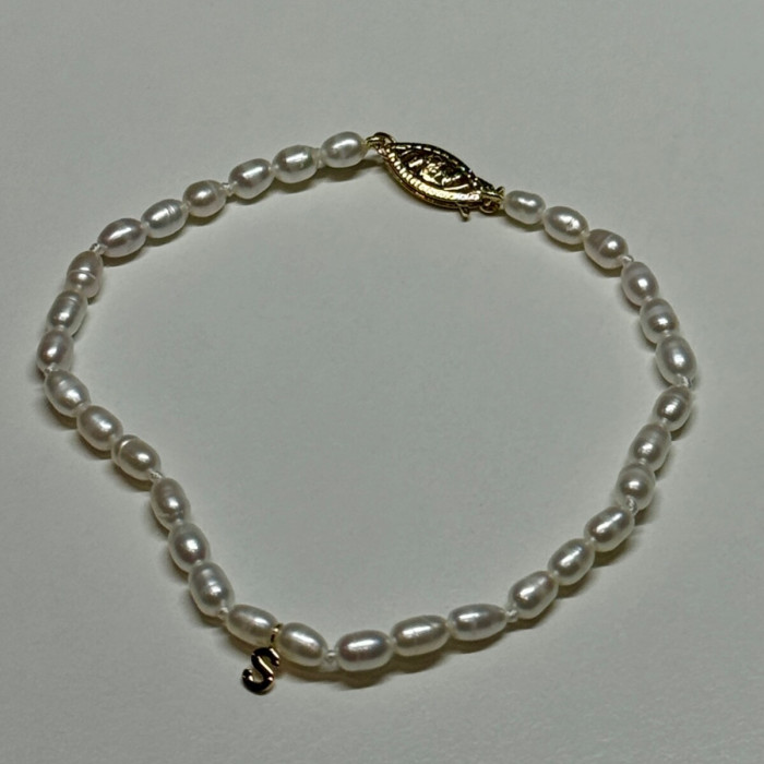 18K YELLOW GOLD BRACELET FRESHWATER PEARLS SIZE 7.5