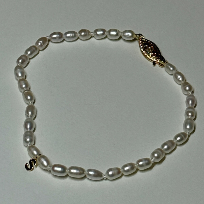 18K YELLOW GOLD BRACELET FRESHWATER PEARLS SIZE 7.5