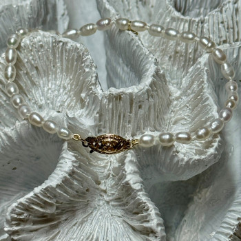 18K YELLOW GOLD BRACELET FRESHWATER PEARLS SIZE 7.5