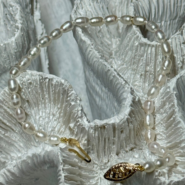 18K YELLOW GOLD BRACELET FRESHWATER PEARLS SIZE 7.5