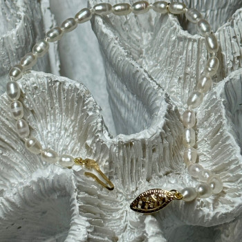 18K YELLOW GOLD BRACELET FRESHWATER PEARLS SIZE 7.5