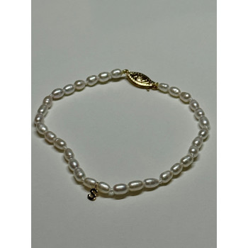 18K YELLOW GOLD BRACELET FRESHWATER PEARLS SIZE 7.5