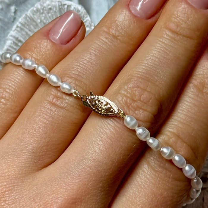 18K YELLOW GOLD BRACELET FRESHWATER PEARLS SIZE 7.5