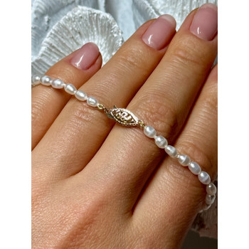 18K YELLOW GOLD BRACELET FRESHWATER PEARLS SIZE 7.5