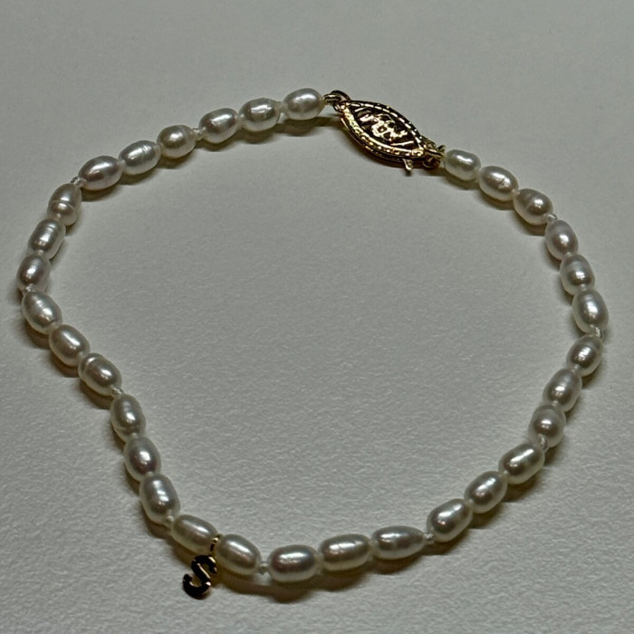 18K YELLOW GOLD BRACELET FRESHWATER PEARLS SIZE 7.5