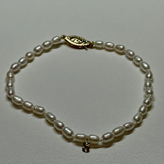18K YELLOW GOLD BRACELET FRESHWATER PEARLS SIZE 7.5