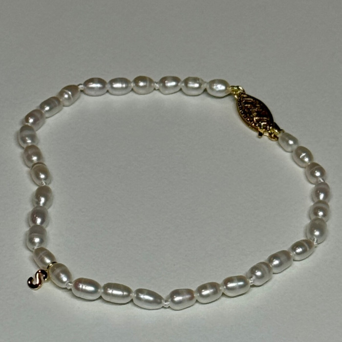 18K YELLOW GOLD BRACELET FRESHWATER PEARLS SIZE 7.5