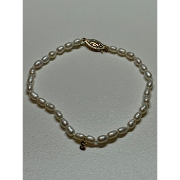 14K YELLOW GOLD BRACELET FRESHWATER PEARLS SIZE 7