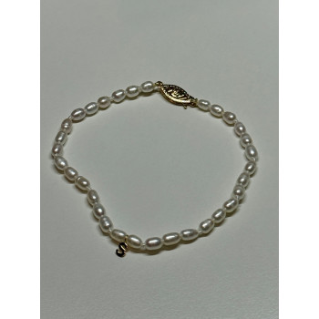 14K YELLOW GOLD BRACELET FRESHWATER PEARLS SIZE 7