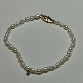 14K YELLOW GOLD BRACELET FRESHWATER PEARLS SIZE 7