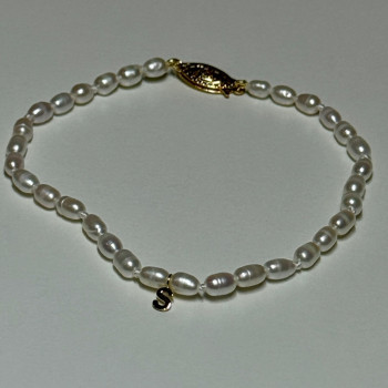 14K YELLOW GOLD BRACELET FRESHWATER PEARLS SIZE 7