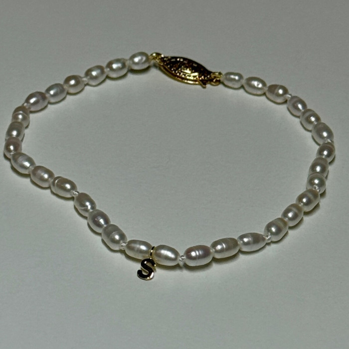 14K YELLOW GOLD BRACELET FRESHWATER PEARLS SIZE 7