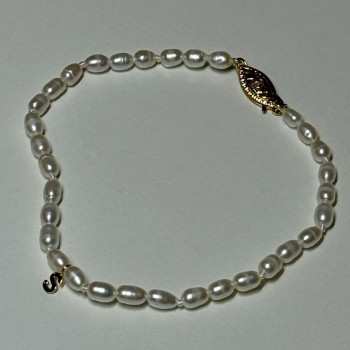 14K YELLOW GOLD BRACELET FRESHWATER PEARLS SIZE 7