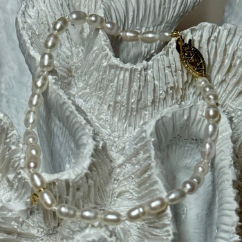 14K YELLOW GOLD BRACELET FRESHWATER PEARLS SIZE 7