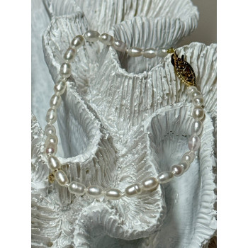 14K YELLOW GOLD BRACELET FRESHWATER PEARLS SIZE 7