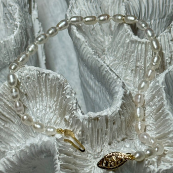 14K YELLOW GOLD BRACELET FRESHWATER PEARLS SIZE 7