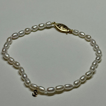 14K YELLOW GOLD BRACELET FRESHWATER PEARLS SIZE 7