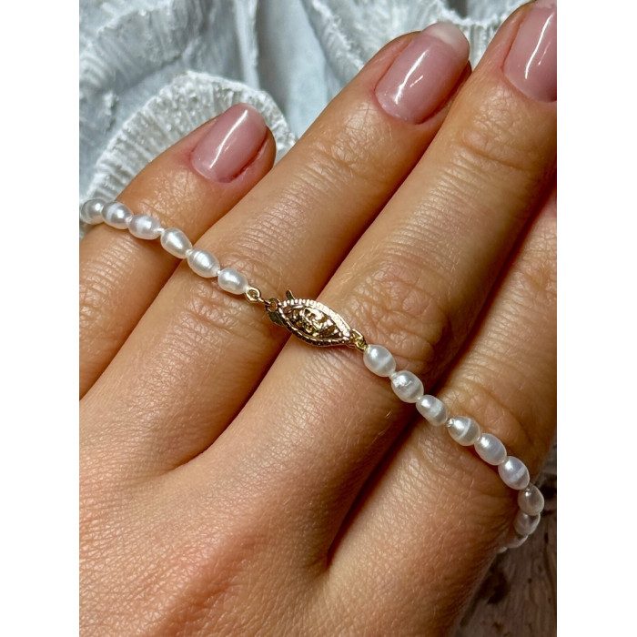 14K YELLOW GOLD BRACELET FRESHWATER PEARLS SIZE 7