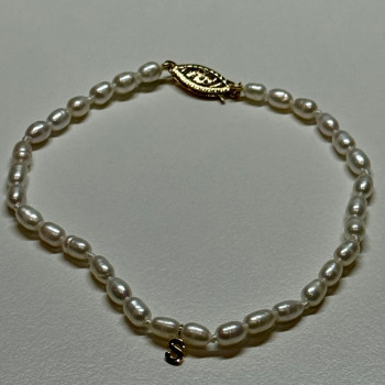 14K YELLOW GOLD BRACELET FRESHWATER PEARLS SIZE 7