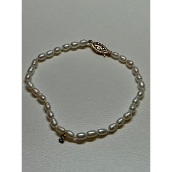 14K YELLOW GOLD BRACELET FRESHWATER PEARLS SIZE 7