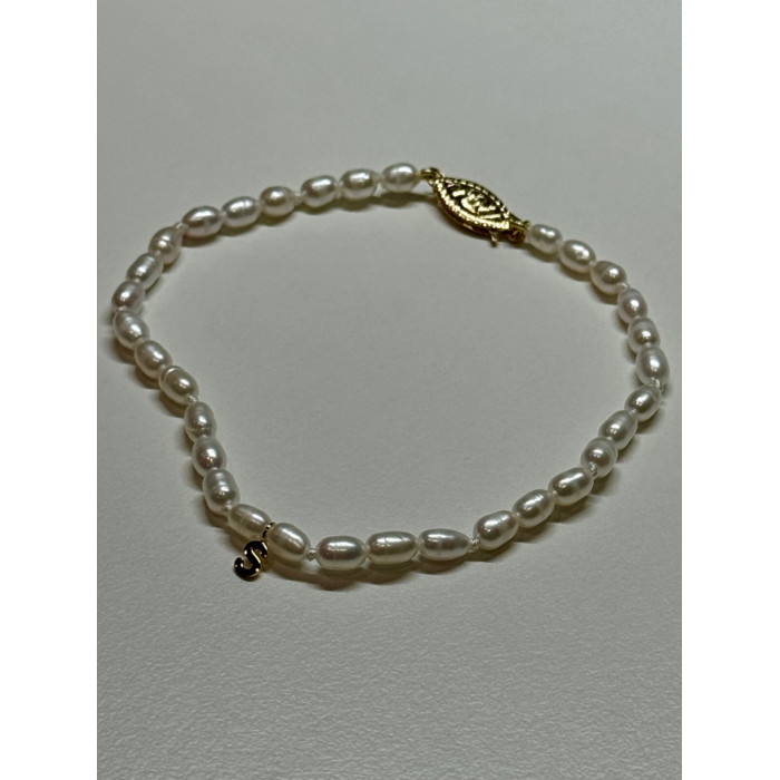 14K YELLOW GOLD BRACELET FRESHWATER PEARLS SIZE 7