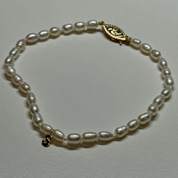 14K YELLOW GOLD BRACELET FRESHWATER PEARLS SIZE 7