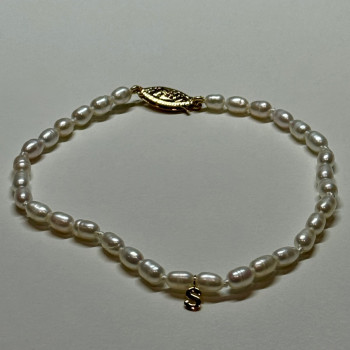14K YELLOW GOLD BRACELET FRESHWATER PEARLS SIZE 7