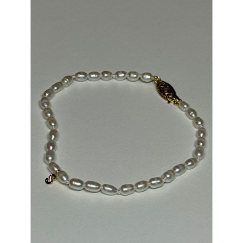 14K YELLOW GOLD BRACELET FRESHWATER PEARLS SIZE 7